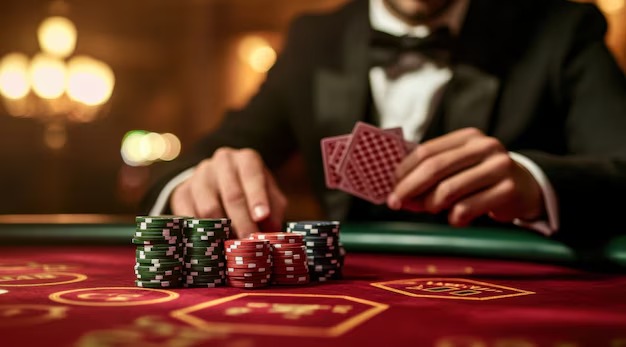 Live-dealer blackjack table showing final card and settlement